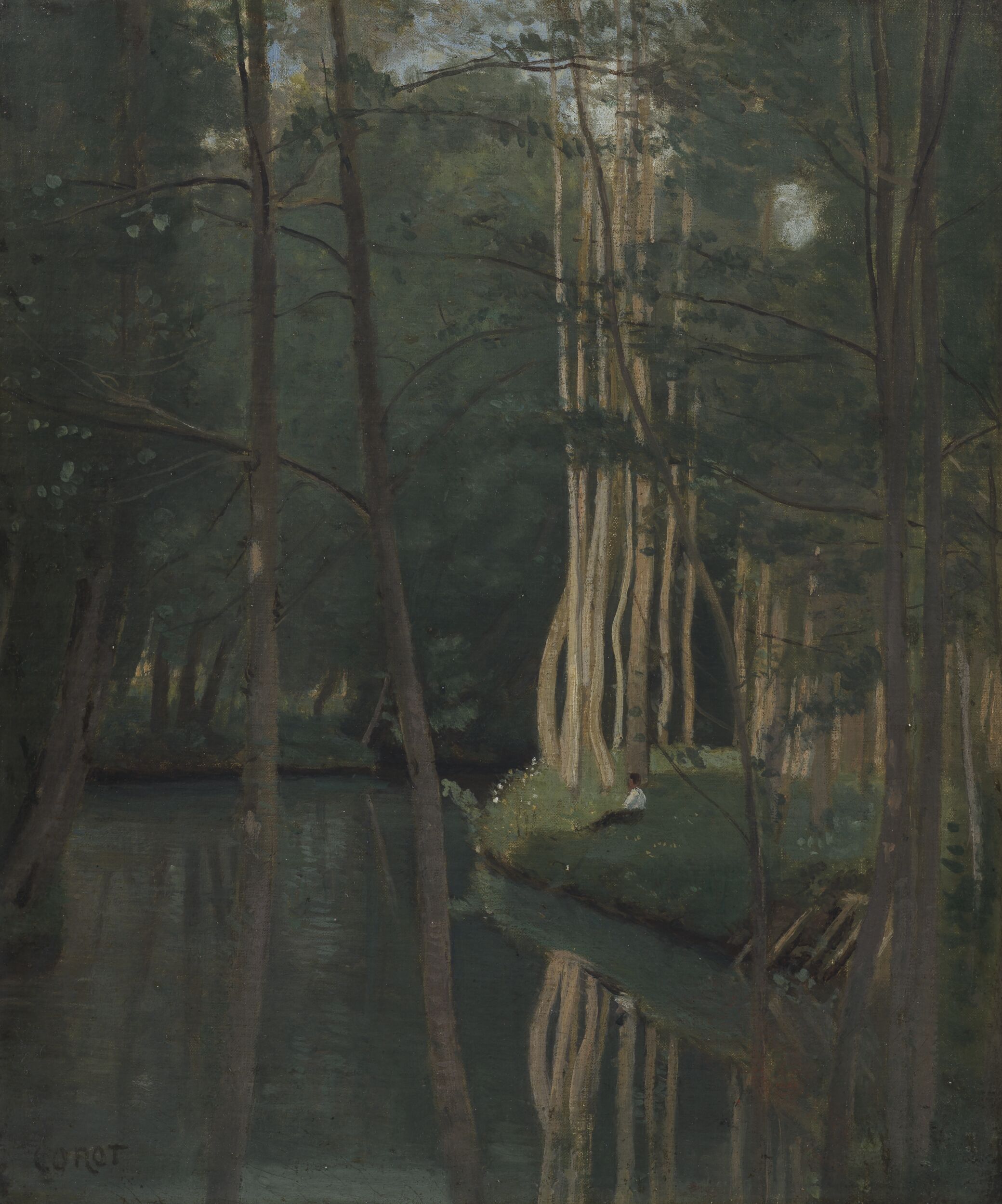 Stream in a Wood (Cours d'eau sous les Arbres) by Jean-Baptiste-Camille Corot