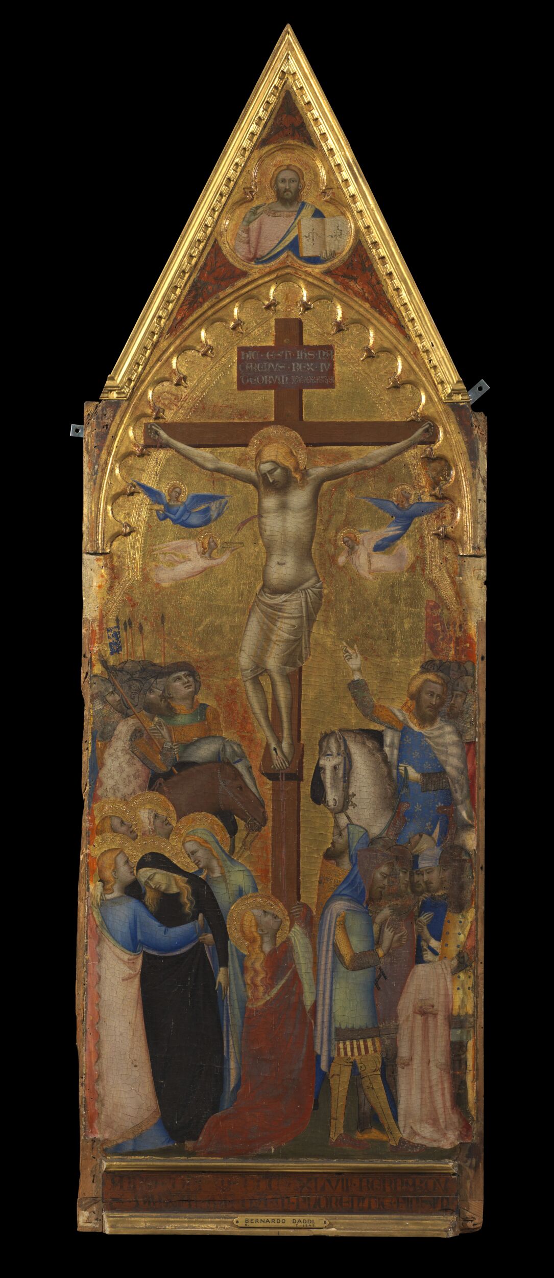 The Crucifixion (centre panel) (recto)The Virgin and Child (verso)God the Father (gable) by Bernardo Daddi