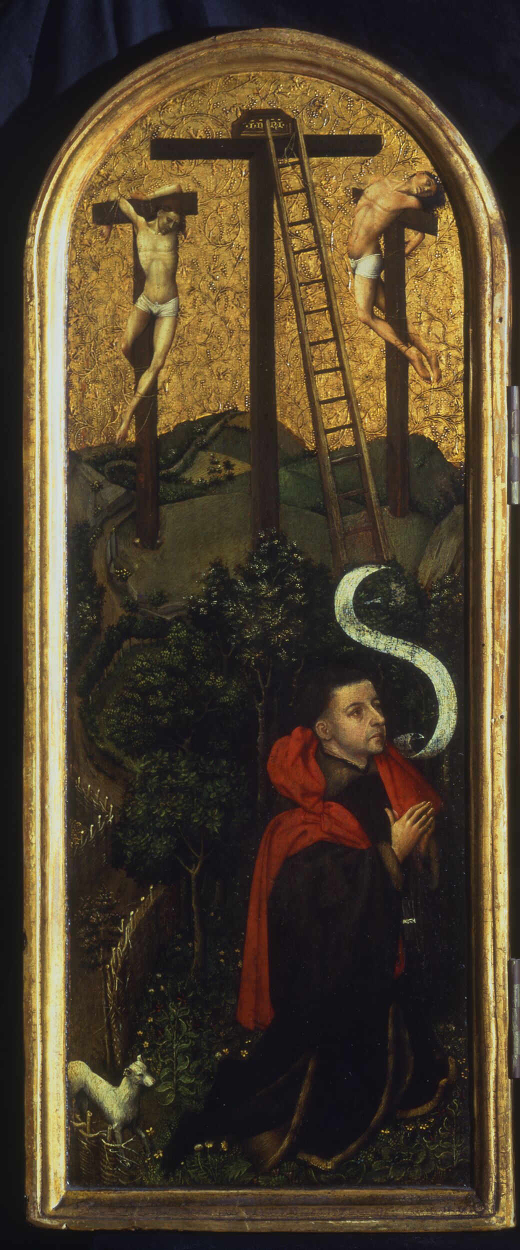 The Two Thieves with an Empty Cross (left panel) by Robert Campin