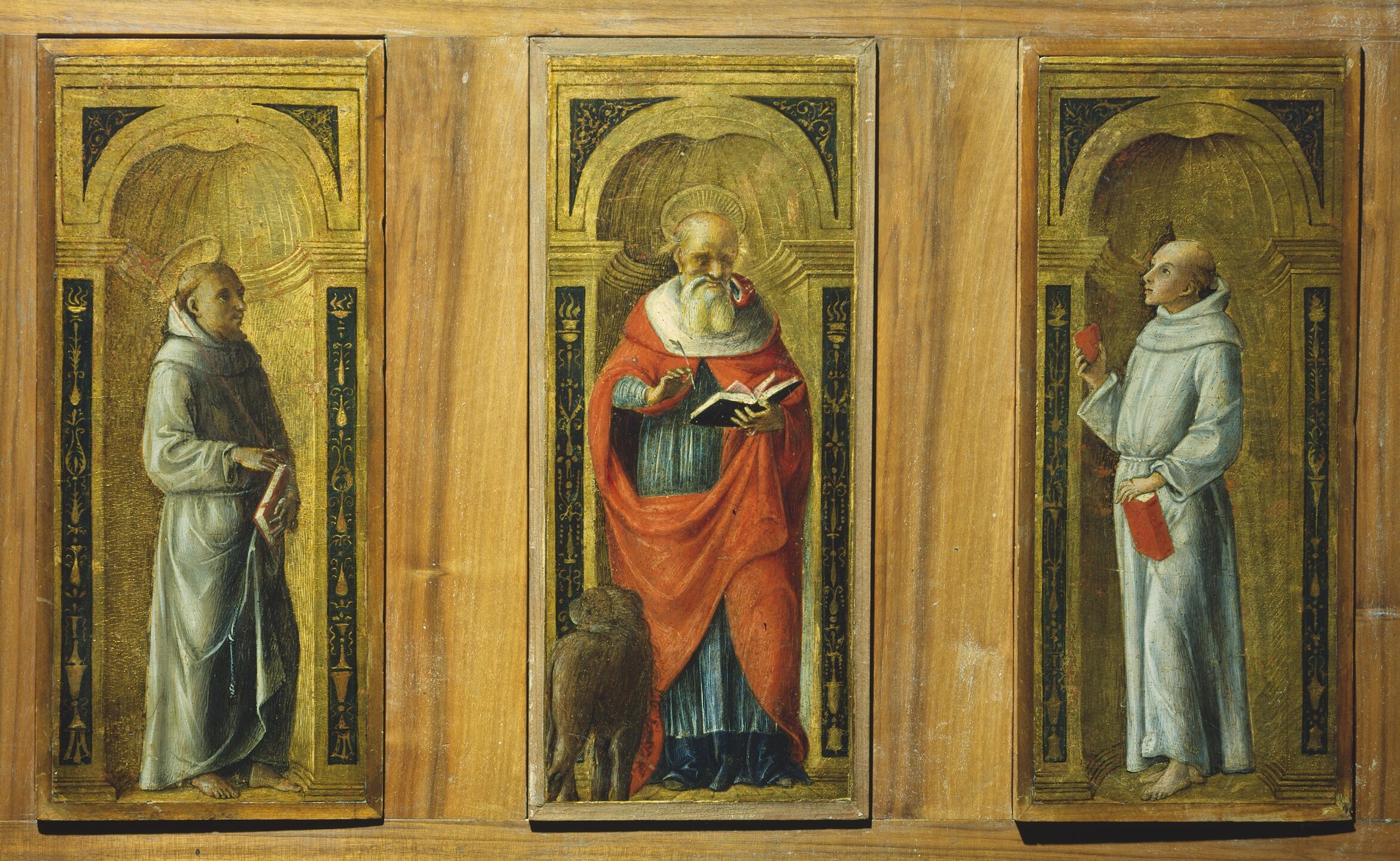 Three panels - Saint Francis, Saint Jerome and Saint Anthony of Padua by Pietro di Francesco degli Orioli