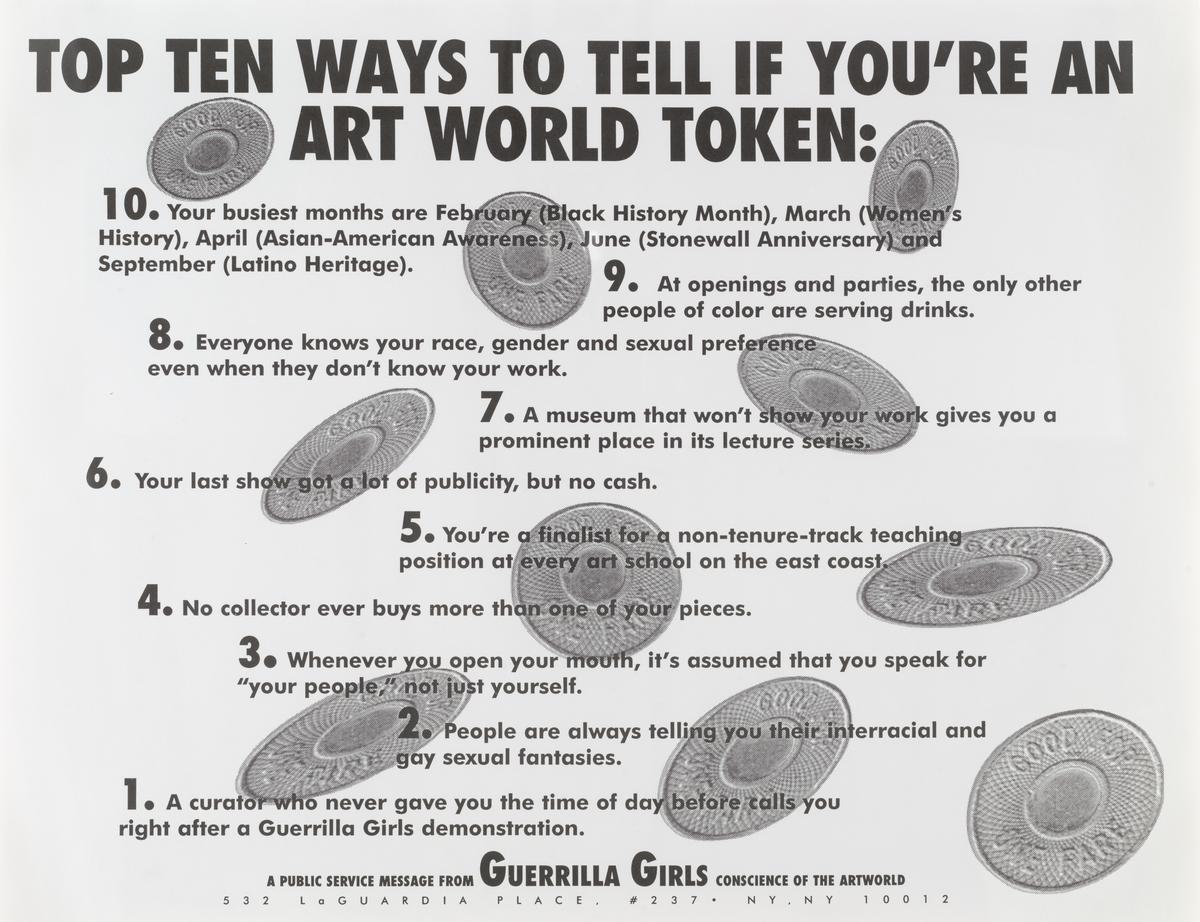 Top Ten Signs That You’re an Art World Token by Guerrilla Girls