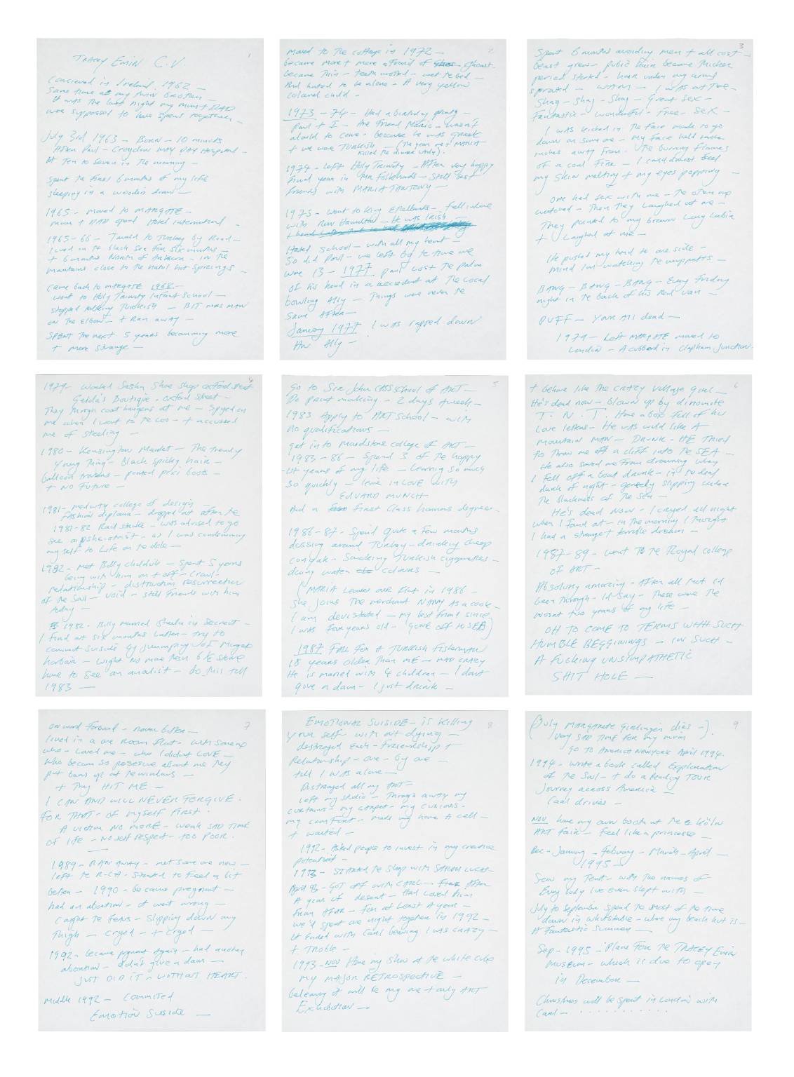 Tracey Emin C.V. by Tracey Emin