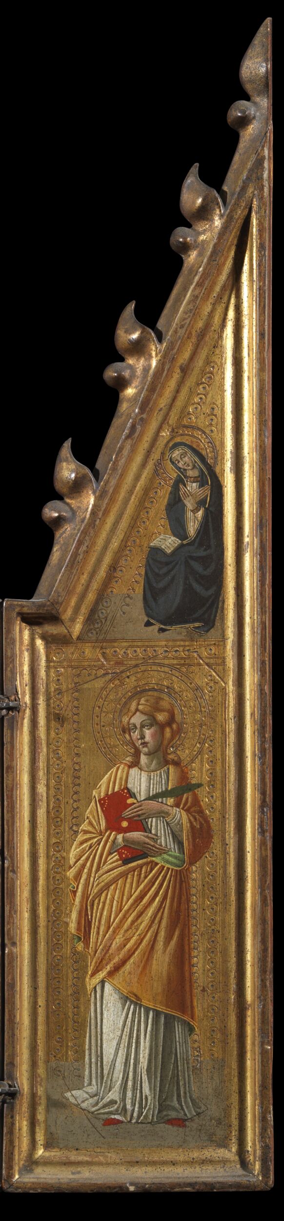 Triptych - unidentified female saint, and Virgin reading (right panel) by Icilio Federico Joni
