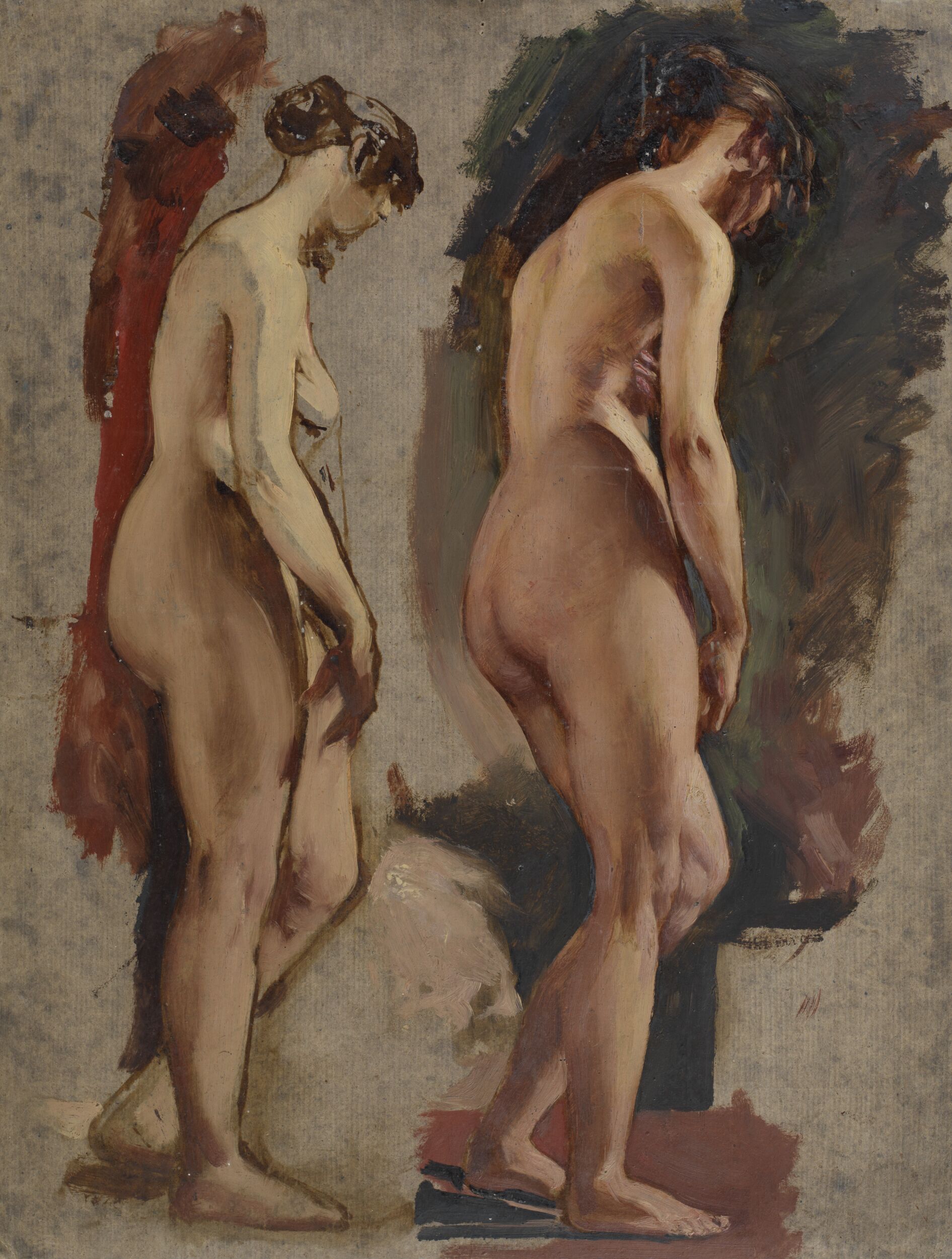 Two full-length standing Female Nudes, turned to the right by William Etty