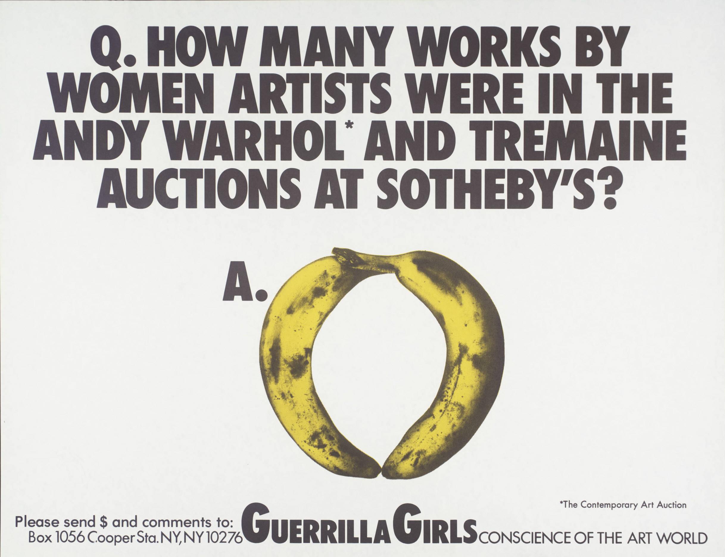 Women Artists In The Andy Warhol And Tremaine Auctions At Sotheby’s by Guerrilla Girls